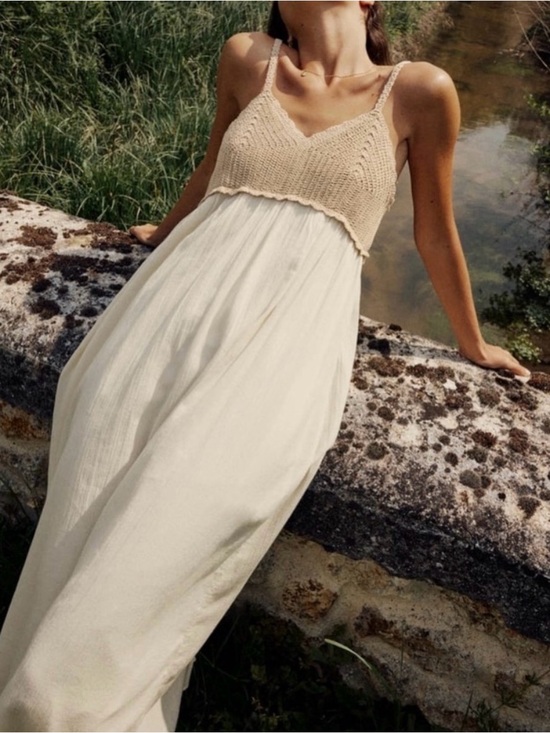 Zara Dresses & Skirts - Zara Crochet and Gauze Maxi Dress